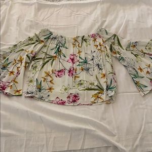 Bershka floral off shoulder top